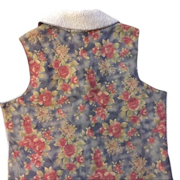 Coldwater Creek Berber Floral Faux Suede Vest Womens M Used - Picture 8 of 10
